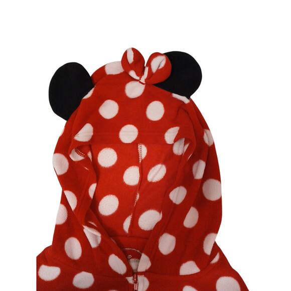 DISNEY Minnie Mouse JUMPSUIT Women's Sz M RED White Polkadot Hoodie HALLOWEEN PJ - Picture 3 of 15
